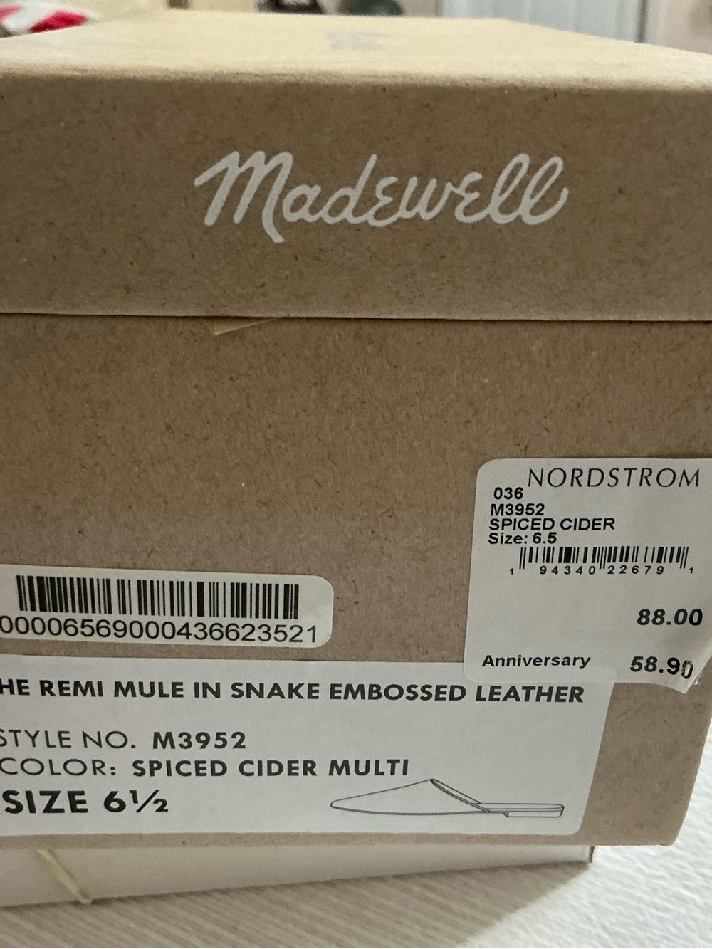 Madewell Remi Mule Snake-Embossed Leather Shoe Size 6.5 - Picture 5 of 5